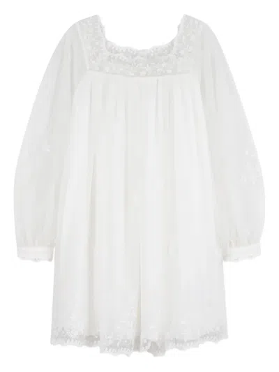 Chloé Kids' Lace Floral Detail Dress In White