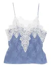 Chloé Lace-trimmed Floral Silk Jacquard Camisole In Blue