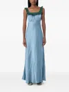 Chloé Robe Colonne Sans Manches En Satin De Soie Lavé Et Dentelle In Blue