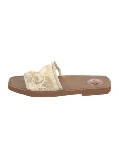 Pre-owned Chloé Lace Lace Pattern Slides In Neutral