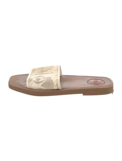 Pre-owned Chloé Lace Lace Pattern Slides In Neutral