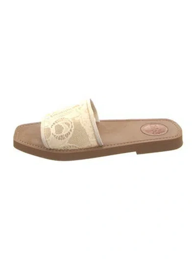 Pre-owned Chloé Lace Lace Pattern Slides In Neutral