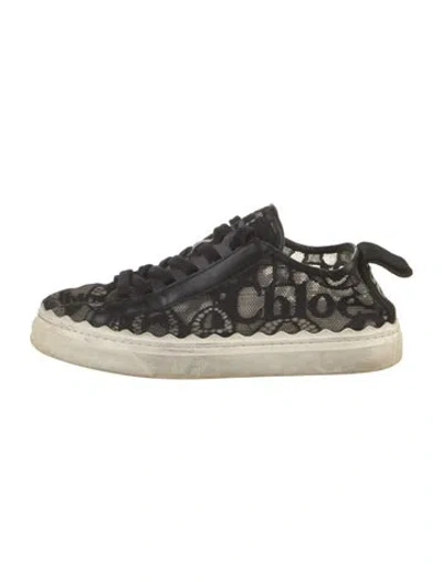 Pre-owned Chloé Lace Lace Pattern Sneakers In Black