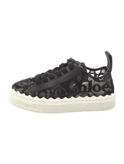 Pre-owned Chloé Lace Lace Pattern Sneakers In Black