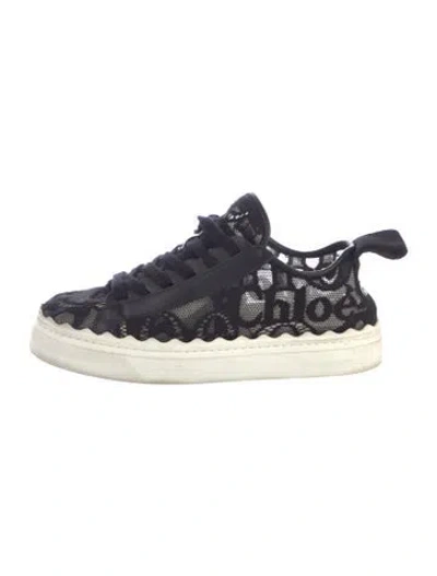 Pre-owned Chloé Lace Lace Pattern Sneakers In Black/neutrals