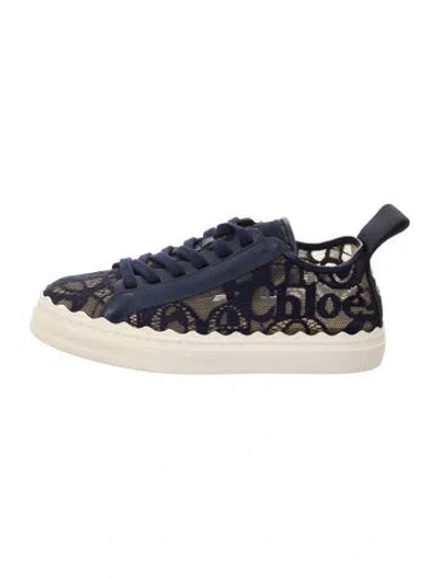 Pre-owned Chloé Lace Lace Pattern Sneakers In Blue
