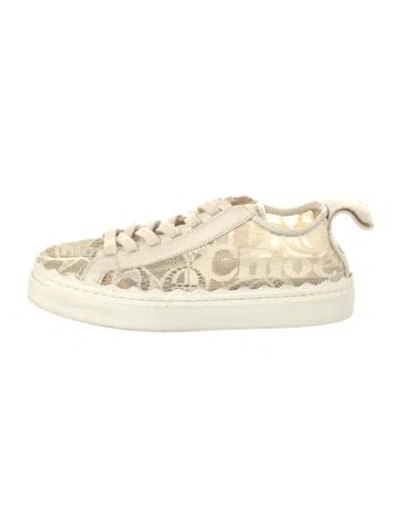 Pre-owned Chloé Lace Lace Pattern Sneakers In Neutral