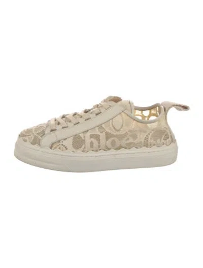 Pre-owned Chloé Lace Lace Pattern Sneakers In Neutral