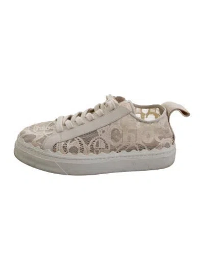 Pre-owned Chloé Lace Lace Pattern Sneakers In Neutral