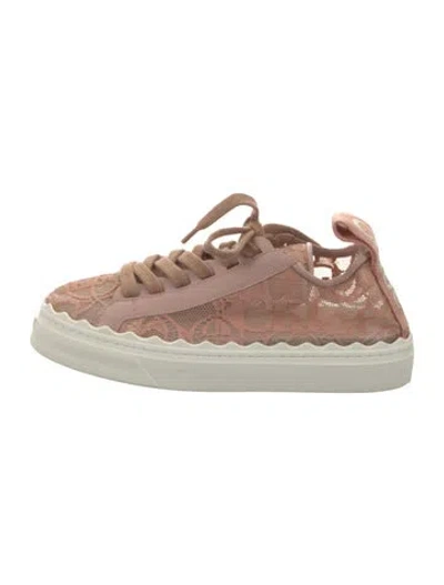 Pre-owned Chloé Lace Lace Pattern Sneakers In Pink