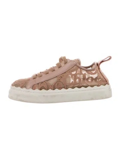 Pre-owned Chloé Lace Lace Pattern Sneakers In Pink