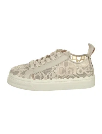 Pre-owned Chloé Lace Lace Pattern Sneakers In White