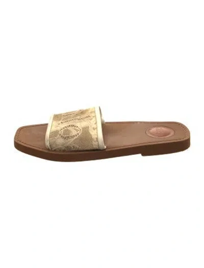 Pre-owned Chloé Lace Lace Trim Embellishment Slides In White