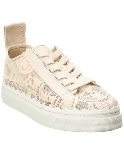 Chloé Lace Lauren Low-top Sneakers With Pull Tab In White