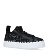 Chloé Lauren Scalloped Logo-detailed Lace And Leather Sneakers In Black