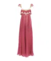Chloé Lace-trimmed Organic Silk-crepon Maxi Dress In Pink