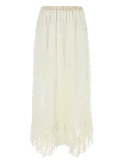 Chloé Lace Midi Skirt In White