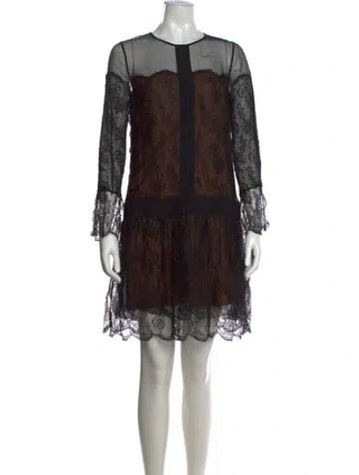 Pre-owned Chloé Lace Mini Dress In Black