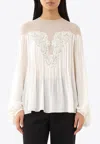 Chloé Lace-trimmed Ruffled Silk Blouse In White