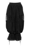 Chloé Lace-paneled Organic Silk Chameuse Cropped Pants In Black