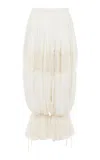 Chloé Lace-paneled Organic Silk Chameuse Cropped Pants In White