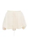 Chloé Lace-paneled Organic Silk Mousseline Shorts In White