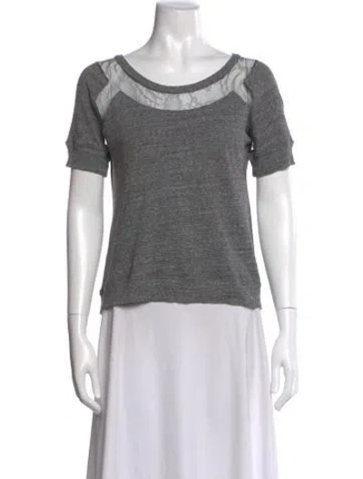 Pre-owned Chloé Lace Pattern Crew Neck Top In Gray