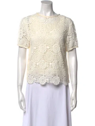 Pre-owned Chloé Lace Pattern Crew Neck Top In Neutral