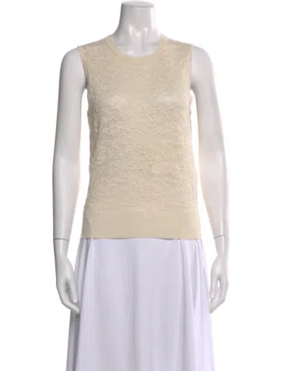 Pre-owned Chloé Lace Pattern Crew Neck Top In Neutral