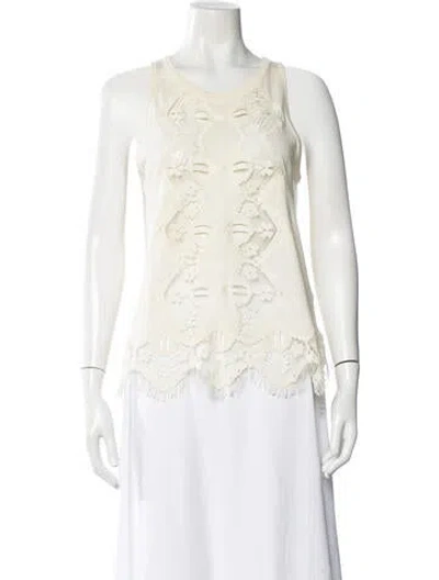Pre-owned Chloé Lace Pattern Crew Neck Top In White