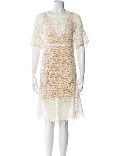 Pre-owned Chloé Lace Pattern Knee-length Dress In Neutral
