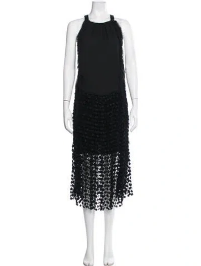 Pre-owned Chloé Lace Pattern Long Dress In Black