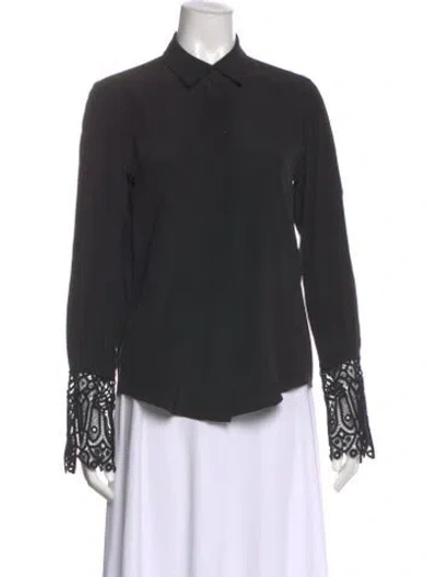 Pre-owned Chloé Lace Pattern Long Sleeve Blouse In Black