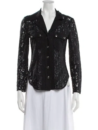 Pre-owned Chloé Lace Pattern Long Sleeve Blouse In Gray
