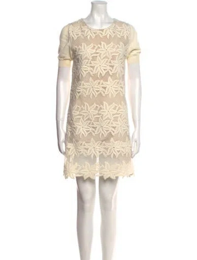 Pre-owned Chloé Lace Pattern Mini Dress In Neutral