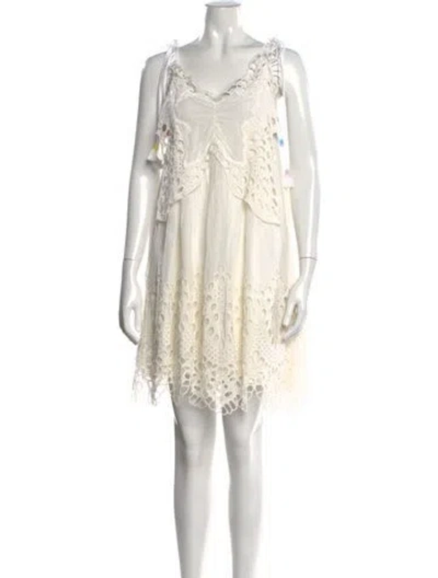 Pre-owned Chloé Lace Pattern Mini Dress In Neutral
