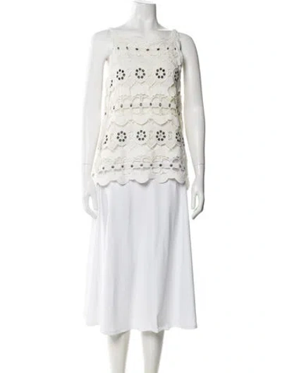 Pre-owned Chloé Lace Pattern Scoop Neck Blouse In Neutral