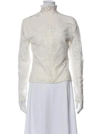 Pre-owned Chloé Lace Pattern Turtleneck Blouse W/ Tags In White