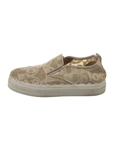 Pre-owned Chloé Lace Printed Sneakers In Neutral