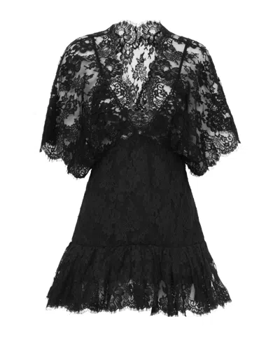 Chloé Lace Ruffle Fitted Top In Black