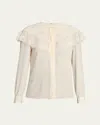 Chloé Lace Ruffle Silk Blouse