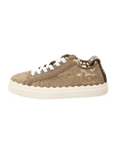 Pre-owned Chloé Lace Scalloped Accent Sneakers In Neutral