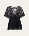 Chloé Lace Ruffle Fitted Top In Black