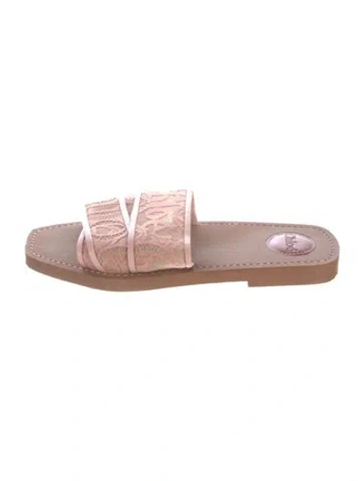 Pre-owned Chloé Lace Slides In Neutral