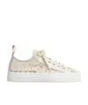 Chloé Lauren Scalloped Leather-trimmed Lace High-top Sneakers In White