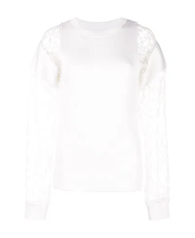Chloé Lace Spliced Pullover In White