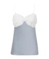 Chloé Silk An Lace Tank Top Tops Light Blue In Gray