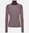 Chloé Viscose Lace Knit Turtleneck Top In Burgundy