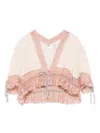 Chloé Lace-trimmed Silk Habotai Crop Top In Pink