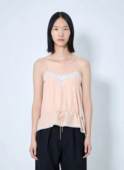 Chloé Lace Trim Camisole Top In Pink
